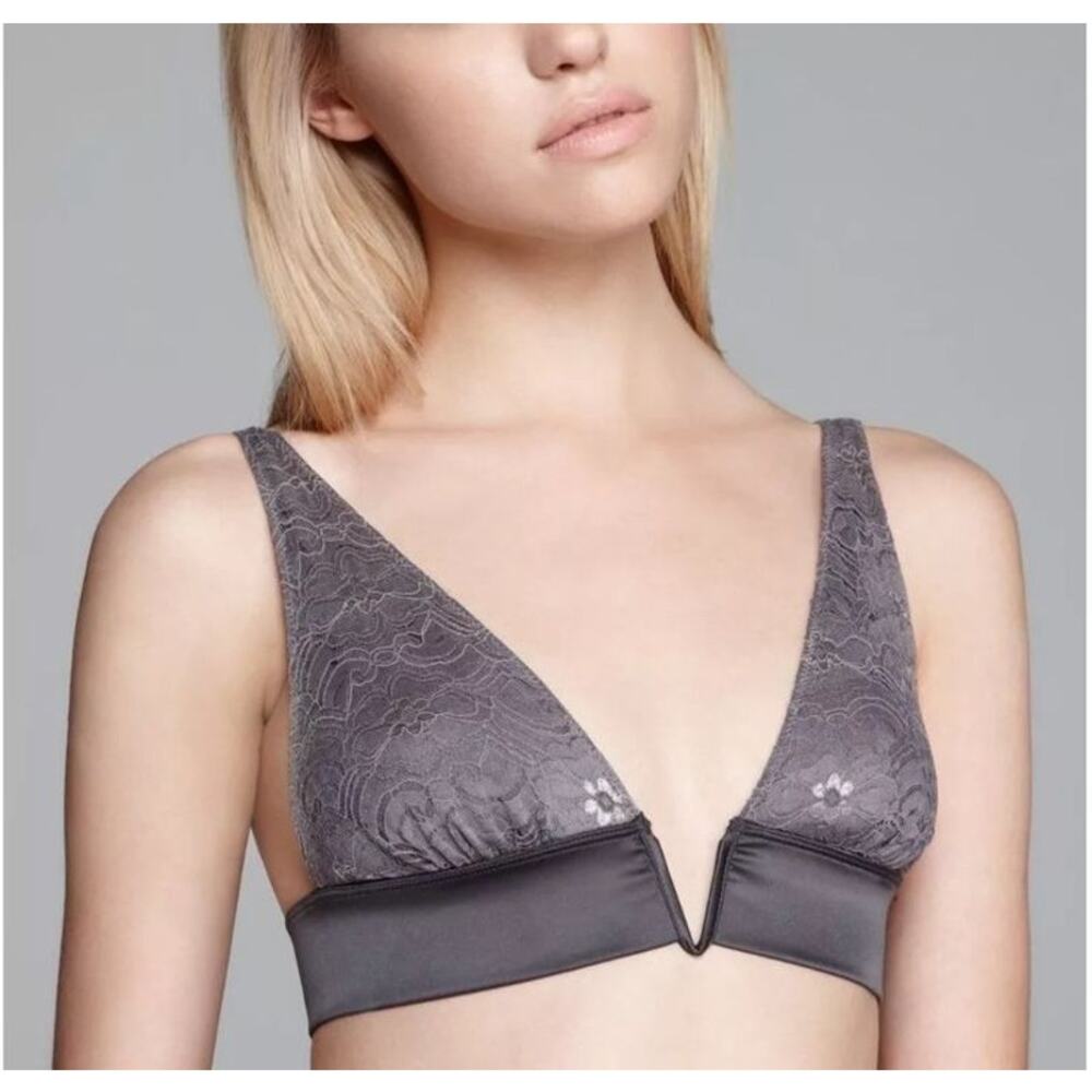 Free People Intimates Daisy Lace Bra V-Wire Satin Band Bralette